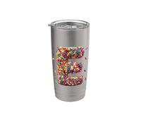 Letter E Candy Rainbow Sprinkles Monogram Men, Women, Kids Bicchiere termico in acciaio inox doppia parete
