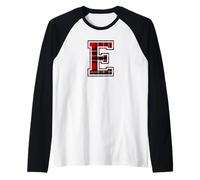 Letter E First Name Monogram Initial Tartan Print Maglia con Maniche Raglan