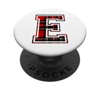 Letter E First Name Monogram Initial Tartan Print PopSockets PopGrip Adesivo