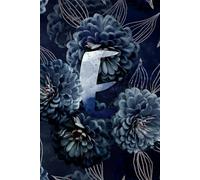 Letter E monogrammed journal with dark blue floral artwork: A lined notebook personalized with you initial on the front