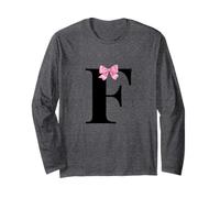 Letter F Coquette Monogram with Pink Bow Initial Name Maglia a Manica