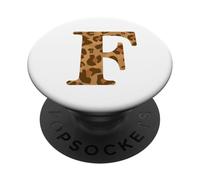 Letter F First Name Monogram Initial Leopard Print PopSockets PopGrip Adesivo