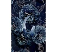 Letter G monogrammed journal with dark blue floral artwork: A lined notebook personalized with you initial on the front