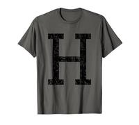 Letter H Capital Alphabet Initial School College Varsity Maglietta