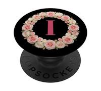 Letter H Floral Monogram Initial Name Pink White Flower PopSockets PopGrip Adesivo