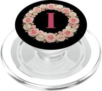 Letter H Floral Monogram Initial Name Pink White Flower PopSockets PopGrip per MagSafe