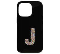 Letter J Candy Rainbow Sprinkles Monogram Style Custodia per iPhone 13 Pro