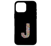 Letter J Candy Rainbow Sprinkles Monogram Style Custodia per iPhone 16 Pro Max