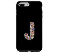 Letter J Candy Rainbow Sprinkles Monogram Style Custodia per iPhone 7 Plus/8 Plus