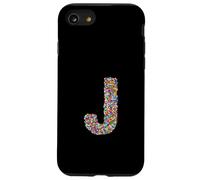 Letter J Candy Rainbow Sprinkles Monogram Style Custodia per iPhone SE (2020) / 7/8
