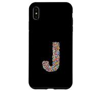 Letter J Candy Rainbow Sprinkles Monogram Style Custodia per iPhone XS Max