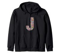 Letter J Candy Rainbow Sprinkles Monogram Style Felpa con Cappuccio