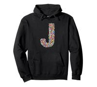 Letter J Candy Rainbow Sprinkles Monogram Style Felpa con Cappuccio