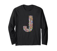 Letter J Candy Rainbow Sprinkles Monogram Style Maglia a Manica
