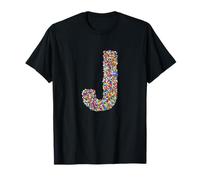 Letter J Candy Rainbow Sprinkles Monogram Style Maglietta