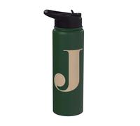 Letter J Personalized Initial Name Beige Minimalist Monogram Stainless Steel Insulated Water Bottle