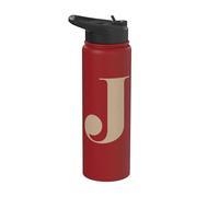 Letter J Personalized Initial Name Beige Minimalist Monogram Stainless Steel Insulated Water Bottle