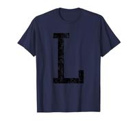 Letter L Capital Alphabet Initial School College Varsity Maglietta