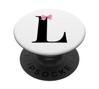 Letter L Coquette Monogram With Pink Bow Initial Name PopSockets PopGrip Adesivo