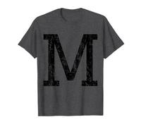 Letter M Capital Alphabet Initial School College Varsity Maglietta