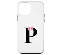 Letter P Coquette Monogram With Pink Bow Initial Name Custodia per iPhone 12 mini