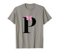Letter P Coquette Monogram with Pink Bow Initial Name Maglietta