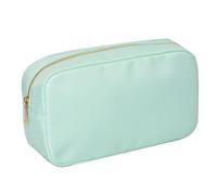 Letter Patch Custom Travel Cosmetic Bag Personalized Nylon Pouch Toiletry Chenille Makeup Toiletries Girl(Light Green,L)