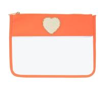 Letter Patches Transparent PVC Cosmetic Bag Clear Travel Make Up Pouches Snacks Bag Organizer(Orange,S)