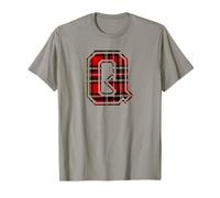 Letter Q First Name Monogram Initial Tartan Print Maglietta