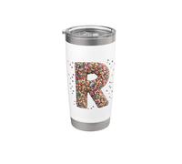 Letter R Candy Rainbow Sprinkles Monogram Style Bicchiere termico in acciaio inox doppia parete