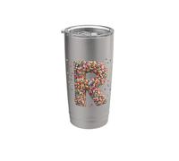 Letter R Candy Rainbow Sprinkles Monogram Style Bicchiere termico in acciaio inox doppia parete