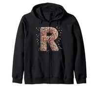 Letter R Candy Rainbow Sprinkles Monogram Style Felpa con Cappuccio