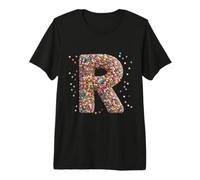 Letter R Candy Rainbow Sprinkles Monogram Style Maglietta Premium