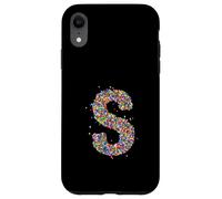 Letter S Candy Rainbow Sprinkles Monogram Style Custodia per iPhone XR