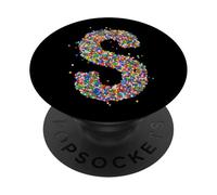 Letter S Candy Rainbow Sprinkles Monogram Style PopSockets PopGrip Adesivo