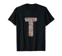 Letter T Candy Rainbow Sprinkles Monogram Style Maglietta