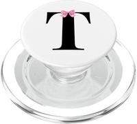 Letter T Coquette Monogram With Pink Bow Initial Name PopSockets PopGrip per MagSafe