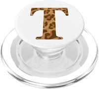 Letter T First Name Monogram Initial Leopard Print PopSockets PopGrip per MagSafe