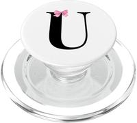 Letter U Coquette Monogram With Pink Bow Initial Name PopSockets PopGrip per MagSafe
