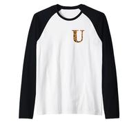 Letter U First Name Monogram Initial Leopard Print Maglia con Maniche Raglan