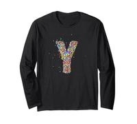 Letter Y Candy Rainbow Sprinkles Monogram Style Maglia a Manica