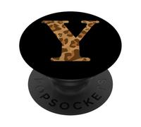 Letter Y First Name Monogram Initial Leopard Print PopSockets PopGrip Adesivo