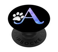 Lettera A acquerello gatto, cane zampa monogramma, iniziale A PopSockets PopGrip Intercambiabile