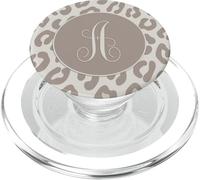 Lettera A bianca leopardata color crema con ghepardo PopSockets PopGrip per MagSafe