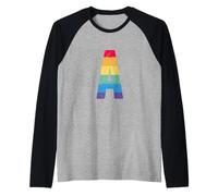 Lettera A maiuscola alfabeto monogramma iniziale arcobaleno lettera A Maglia con Maniche Raglan