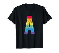 Lettera A maiuscola alfabeto monogramma iniziale arcobaleno lettera A Maglietta