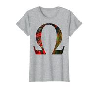 Lettera Alfa Omega Alfabeto Greco Maglietta, Donna, Grigio Melange, L