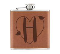 Lettera Altezza Cuore Alfabeto 170ml pelle Sintetica Hip Flask Marroncino -