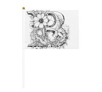 Lettera B fatta di fiori Bandiera palmare grafica - 14 x 20,8 cm - Adatto per feste, eventi sportivi, celebrazioni