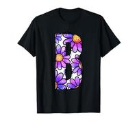 Lettera B Floreale Viola Margherita Alfabeto Design Maglietta